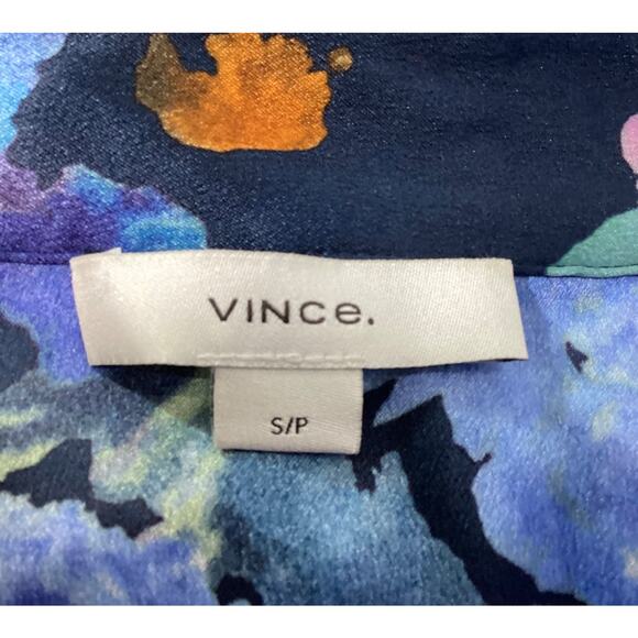 Vince Painted 'Bouquet' Long Sleeve Silk Floral Print Button-Up Shirt Size S - Picture 4 of 4